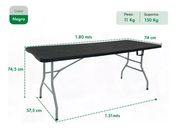 Silla de comedor DeSillas Tolix con estructura color negro mate x 6 unidades + Mesa Picnic 180 X 74 Simil Madera Playa Gardenlife Color Negro - Image 3